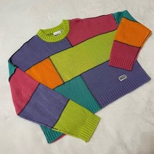 The Ragged Priest oversized sweater/jumper in patchwork knit